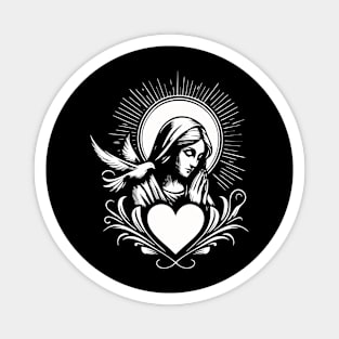 Holy Mary with heart and dove of peace Magnet